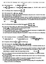 Đề cương ôn thi học kì 1 môn Toán -Lớp 11- Năm học 2015-2016